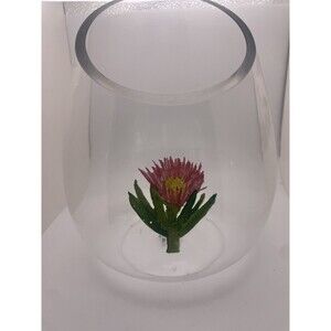 Rae Dunn Succulent Glass Planter Terrarium Vase Bowl Painted Pink Flower